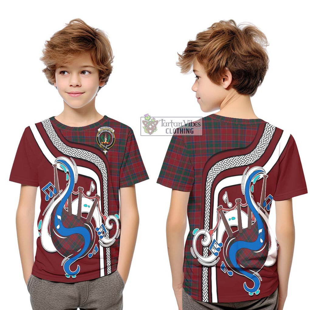 Tartan Vibes Clothing MacDonald of Glencoe Tartan Kid T-Shirt with Epic Bagpipe Style