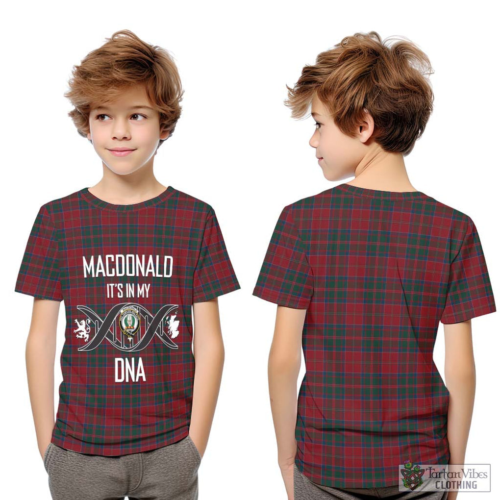 MacDonald (McDonald) of Glencoe Tartan Kid T-Shirt with Family Crest DNA In Me Style Youth XL Size14 - Tartanvibesclothing Shop