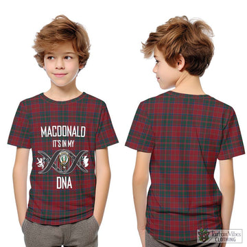 MacDonald (McDonald) of Glencoe Tartan Kid T-Shirt with Family Crest DNA In Me Style