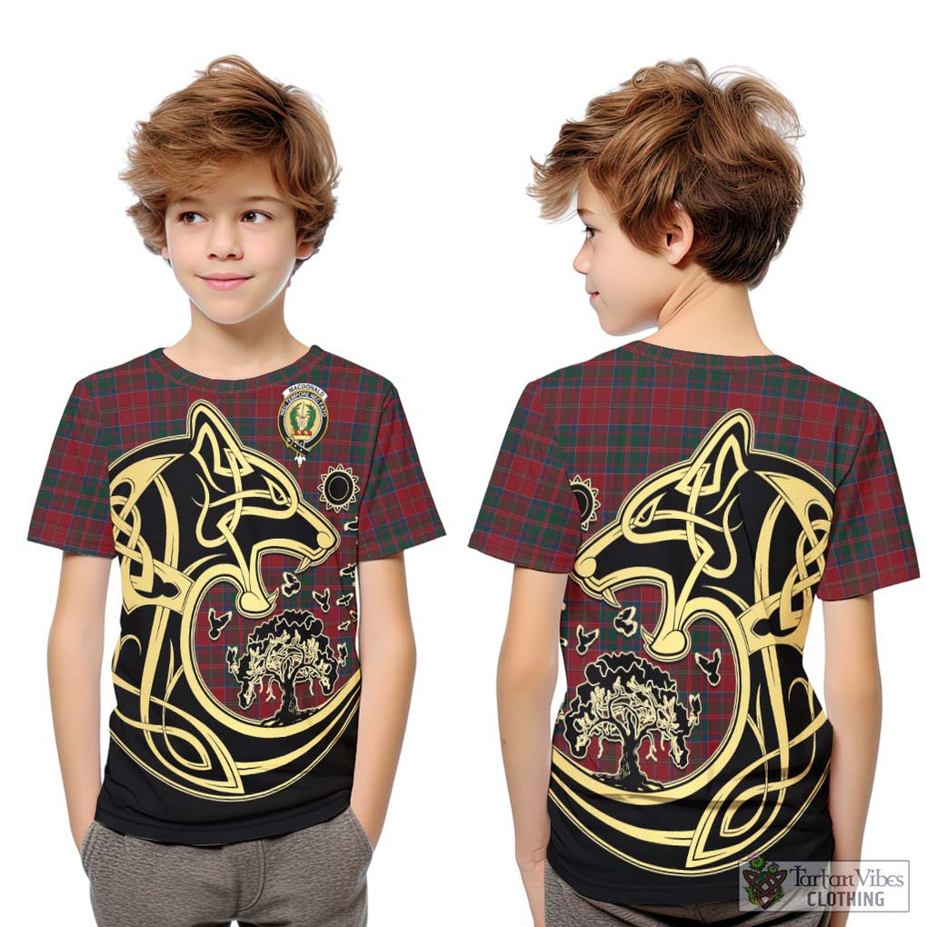 MacDonald (McDonald) of Glencoe Tartan Kid T-Shirt with Family Crest Celtic Wolf Style Youth XL Size14 - Tartan Vibes Clothing