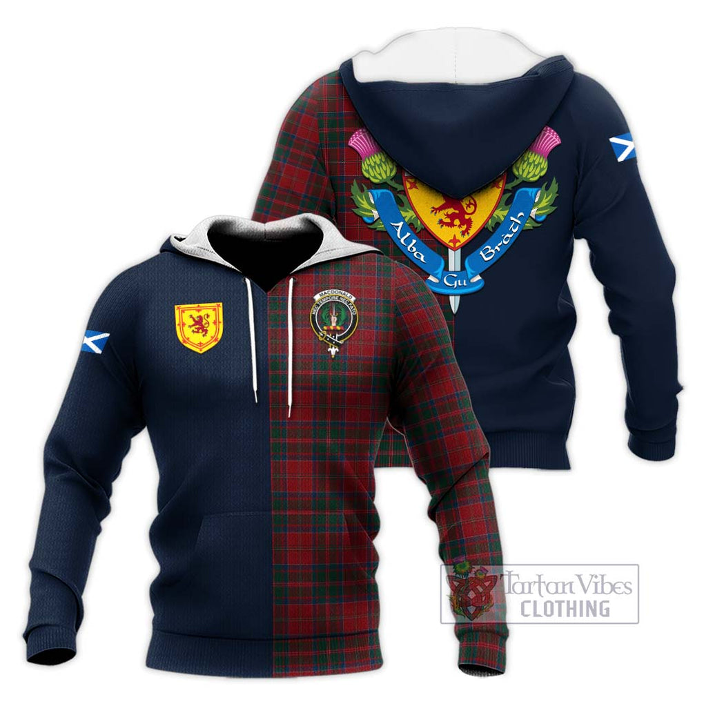 Tartan Vibes Clothing MacDonald of Glencoe Tartan Knitted Hoodie with Scottish Lion Royal Arm Half Style