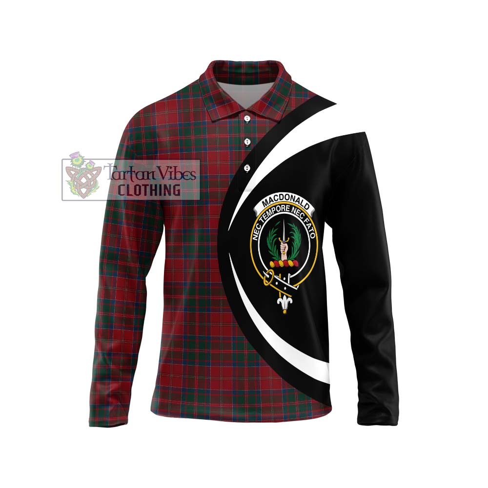 MacDonald (McDonald) of Glencoe Tartan Long Sleeve Polo Shirt with Family Crest Circle Style Unisex - Tartan Vibes Clothing