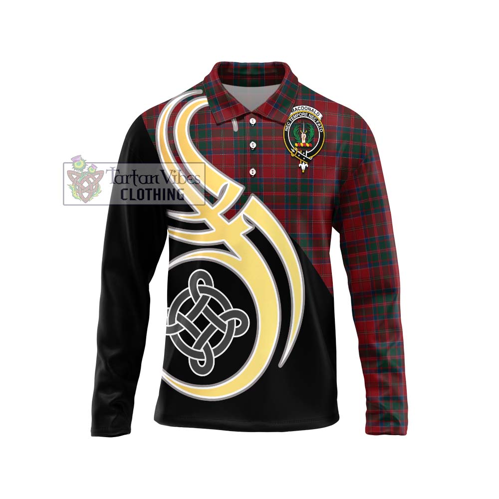 MacDonald (McDonald) of Glencoe Tartan Long Sleeve Polo Shirt with Family Crest and Celtic Symbol Style Unisex - Tartan Vibes Clothing