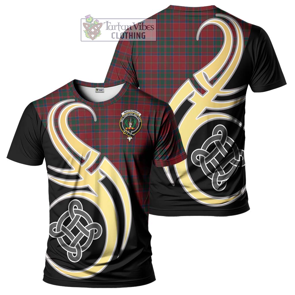 Tartan Vibes Clothing MacDonald of Glencoe Tartan T-Shirt with Family Crest and Celtic Symbol Style