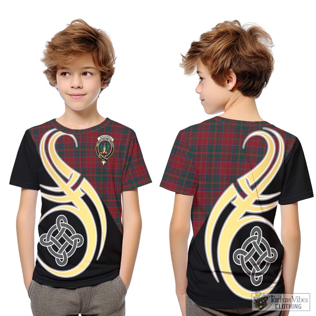 MacDonald (McDonald) of Glencoe Tartan Kid T-Shirt with Family Crest and Celtic Symbol Style Youth XL Size14 - Tartan Vibes Clothing