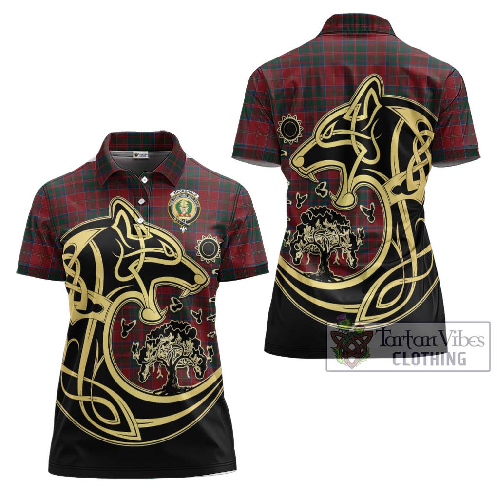 MacDonald (McDonald) of Glencoe Tartan Women's Polo Shirt with Family Crest Celtic Wolf Style Women - Tartanvibesclothing Shop