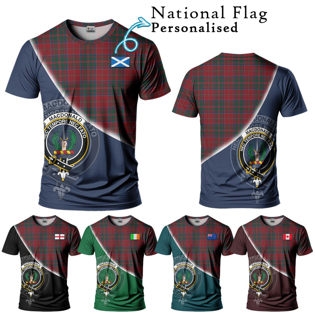 MacDonald (McDonald) of Glencoe Tartan T-Shirt with Personalised National Flag and Family Crest Half Style Kid's Shirt - Tartanvibesclothing Shop