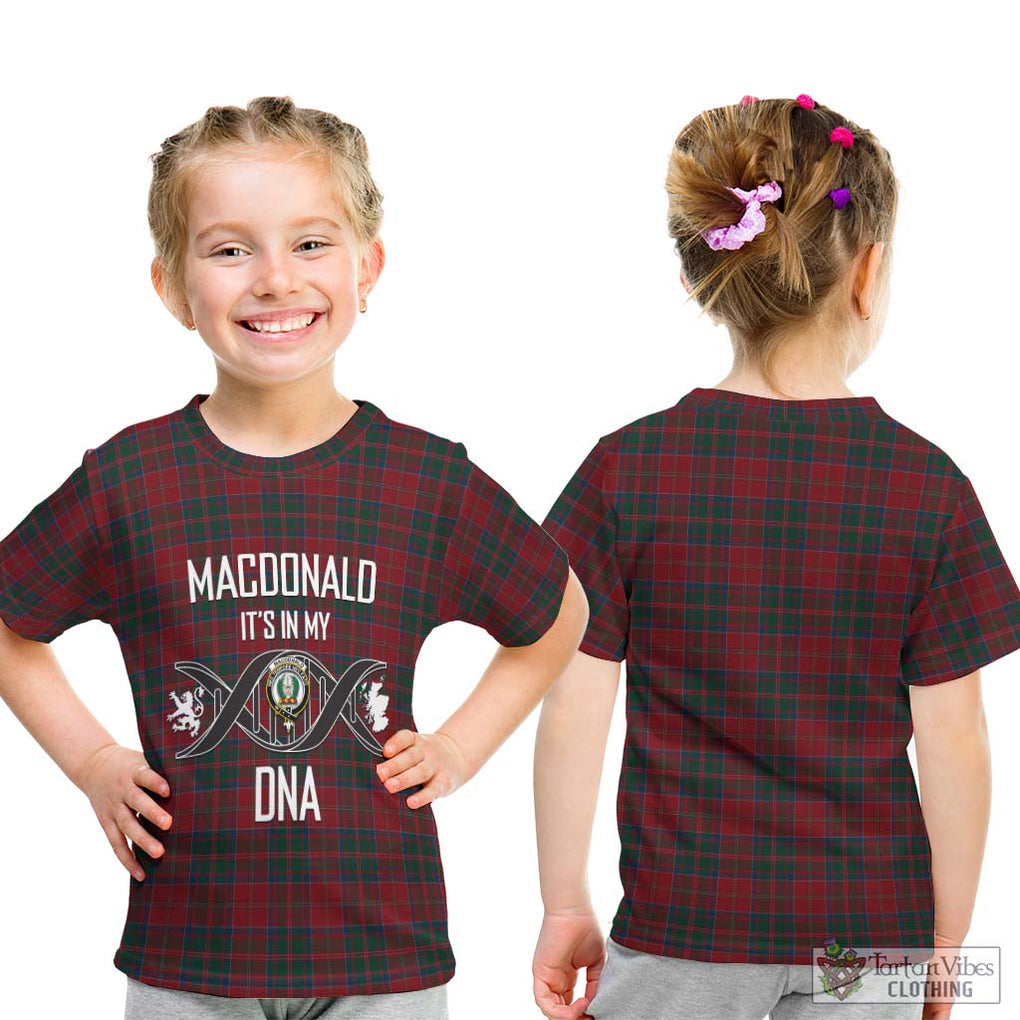 MacDonald (McDonald) of Glencoe Tartan Kid T-Shirt with Family Crest DNA In Me Style - Tartanvibesclothing Shop