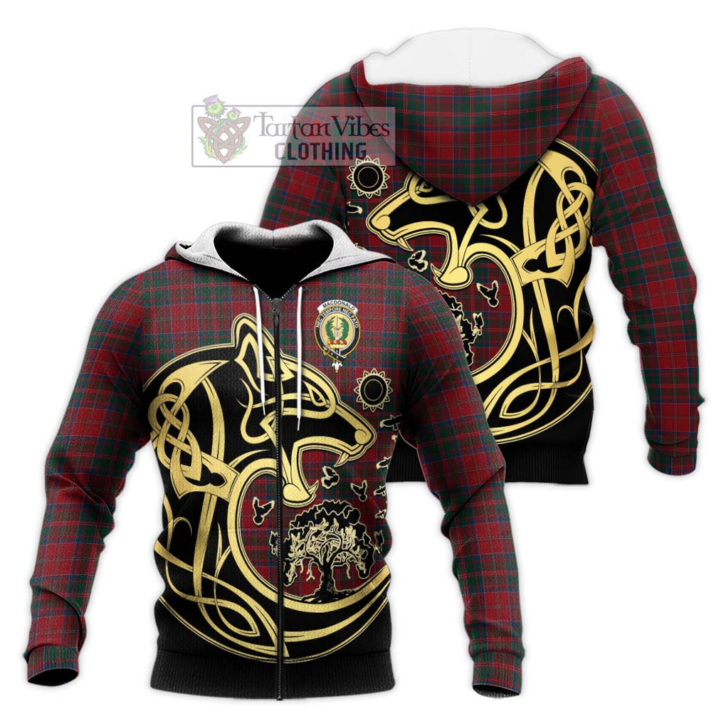 MacDonald (McDonald) of Glencoe Tartan Knitted Hoodie with Family Crest Celtic Wolf Style Unisex Knitted Zip Hoodie - Tartan Vibes Clothing