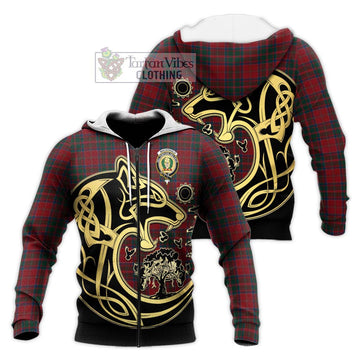 MacDonald (McDonald) of Glencoe Tartan Knitted Hoodie with Family Crest Celtic Wolf Style