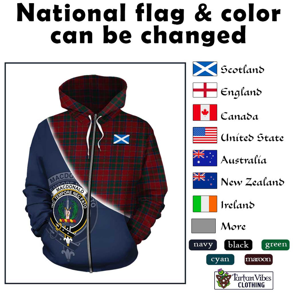 MacDonald (McDonald) of Glencoe Tartan Hoodie with Personalised National Flag and Family Crest Half Style - Tartanvibesclothing Shop