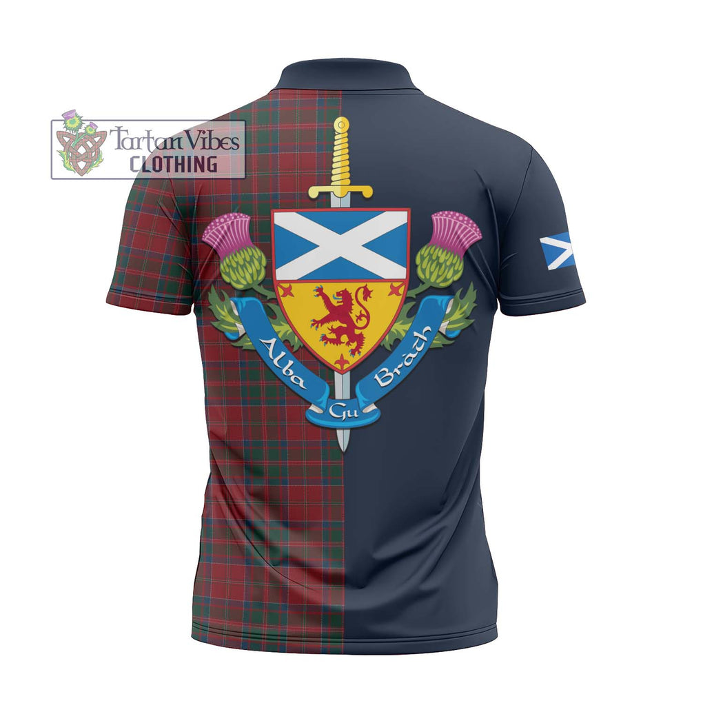 Tartan Vibes Clothing MacDonald of Glencoe Tartan Zipper Polo Shirt with Scottish Lion Royal Arm Half Style