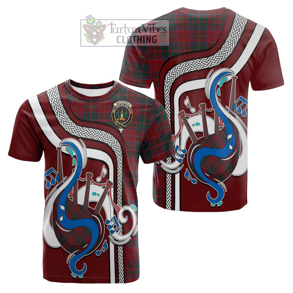 Tartan Vibes Clothing MacDonald of Glencoe Tartan Cotton T-shirt with Epic Bagpipe Style