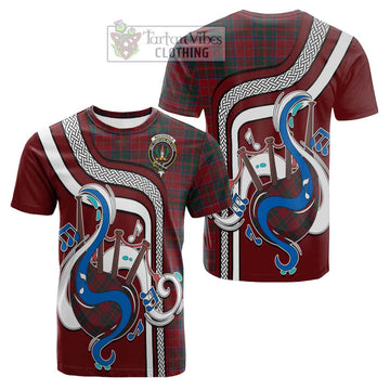 MacDonald (McDonald) of Glencoe Tartan Cotton T-shirt with Epic Bagpipe Style