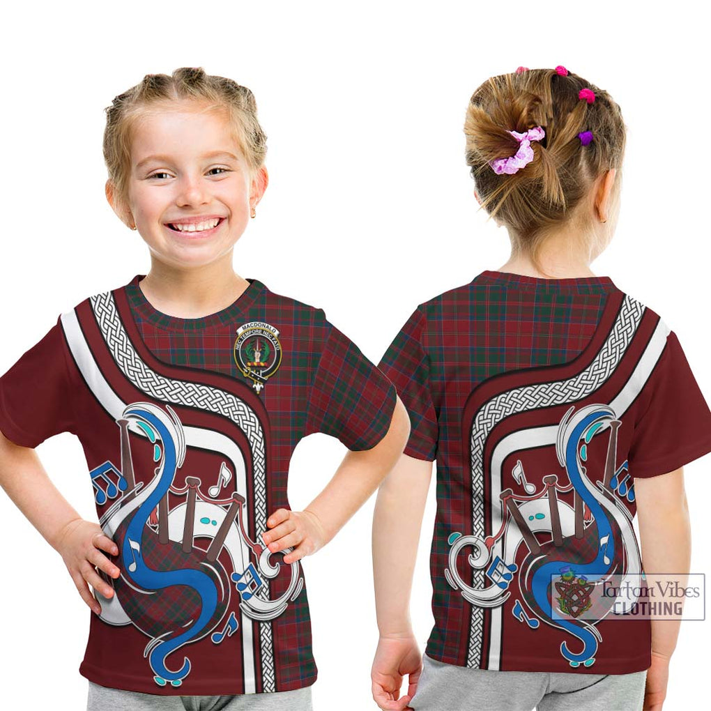 Tartan Vibes Clothing MacDonald of Glencoe Tartan Kid T-Shirt with Epic Bagpipe Style