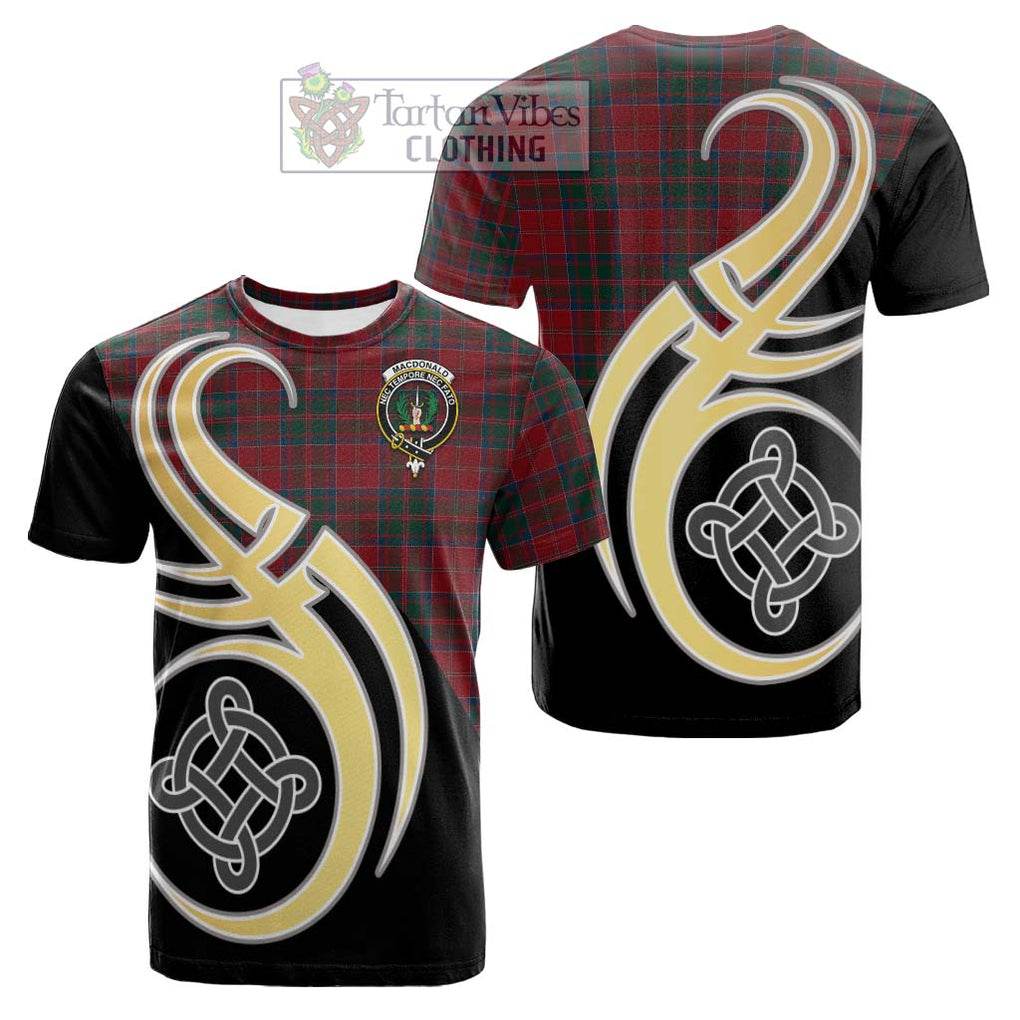 Tartan Vibes Clothing MacDonald of Glencoe Tartan Cotton T-shirt with Family Crest and Celtic Symbol Style