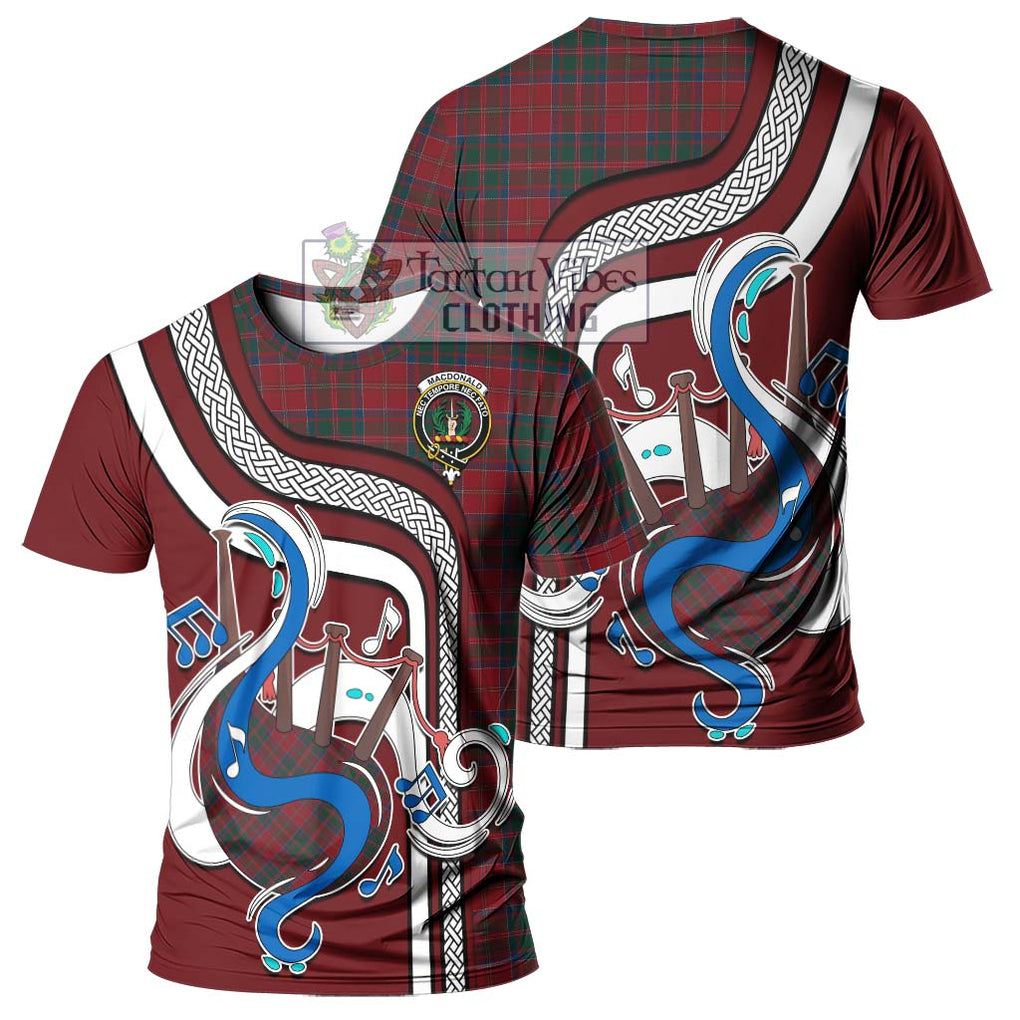 MacDonald (McDonald) of Glencoe Tartan T-Shirt with Epic Bagpipe Style - Tartanvibesclothing Shop