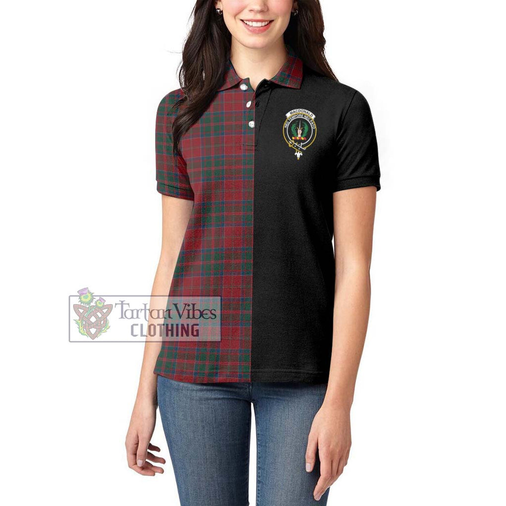 MacDonald (McDonald) of Glencoe Tartan Women's Polo Shirt with Family Crest and Half Of Me Style - Tartanvibesclothing Shop