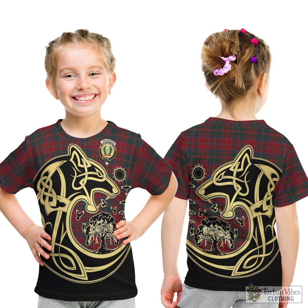 MacDonald (McDonald) of Glencoe Tartan Kid T-Shirt with Family Crest Celtic Wolf Style - Tartan Vibes Clothing