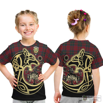 MacDonald (McDonald) of Glencoe Tartan Kid T-Shirt with Family Crest Celtic Wolf Style