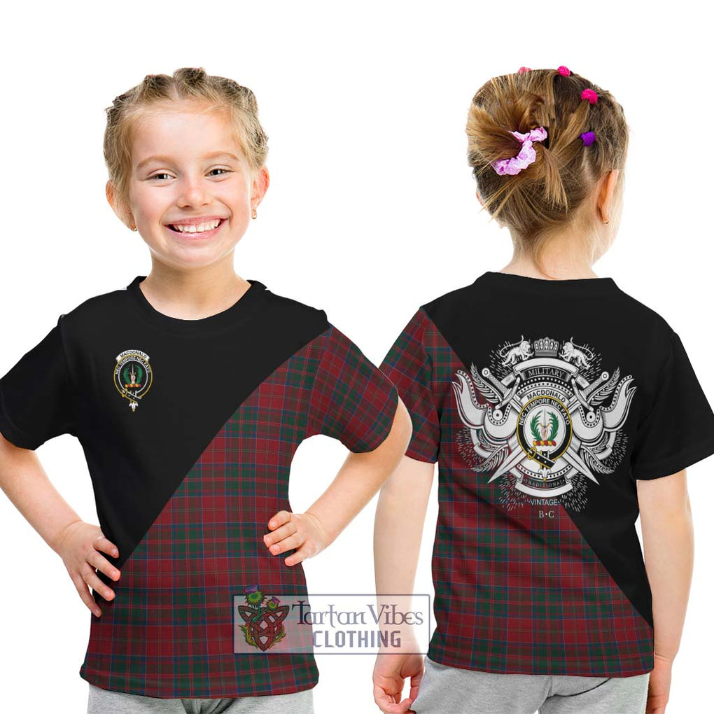 MacDonald (McDonald) of Glencoe Tartan Kid T-Shirt with Family Crest and Military Logo Style - Tartanvibesclothing Shop