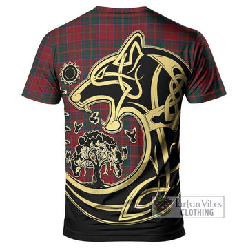 MacDonald (McDonald) of Glencoe Tartan T-Shirt with Family Crest Celtic Wolf Style