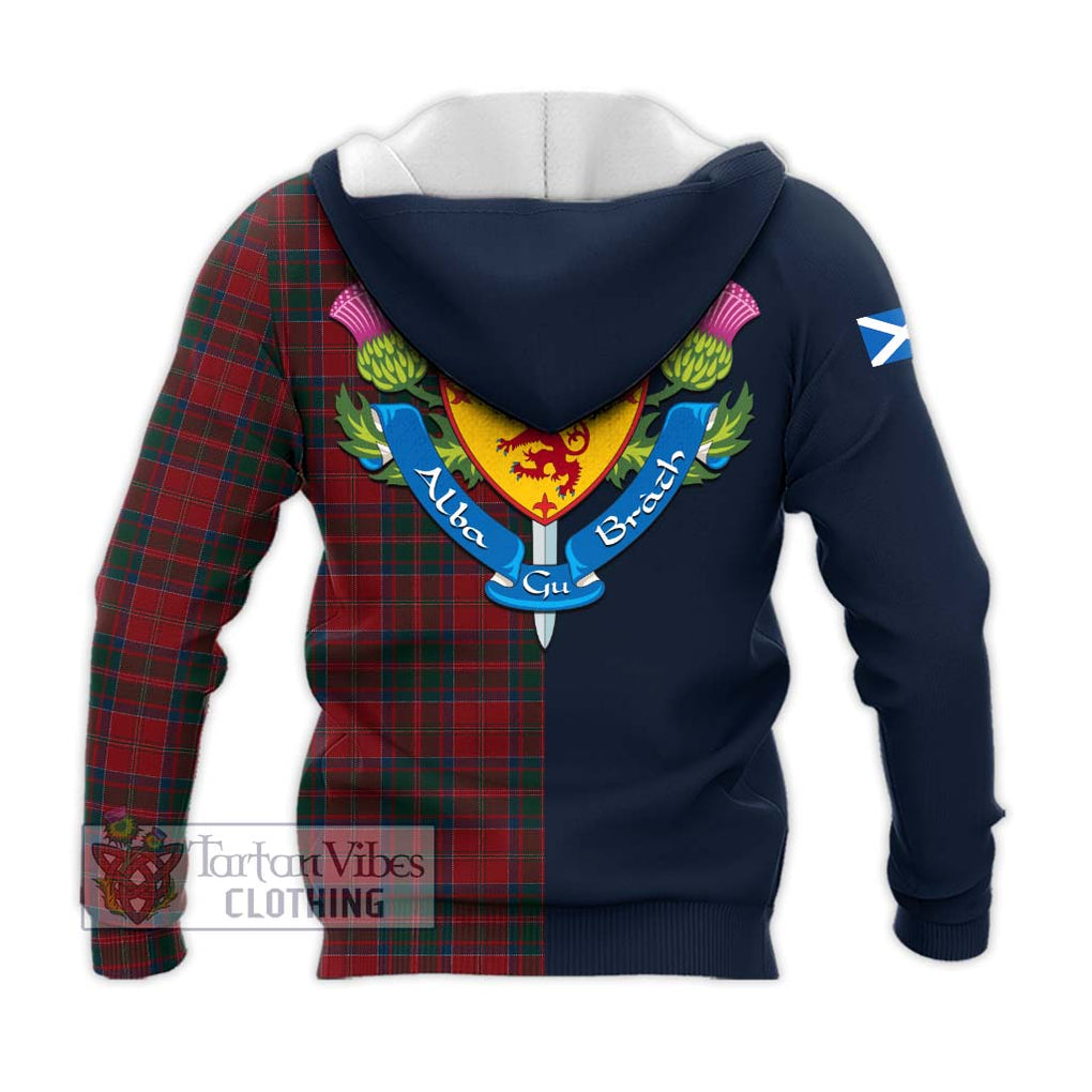 Tartan Vibes Clothing MacDonald of Glencoe Tartan Knitted Hoodie with Scottish Lion Royal Arm Half Style