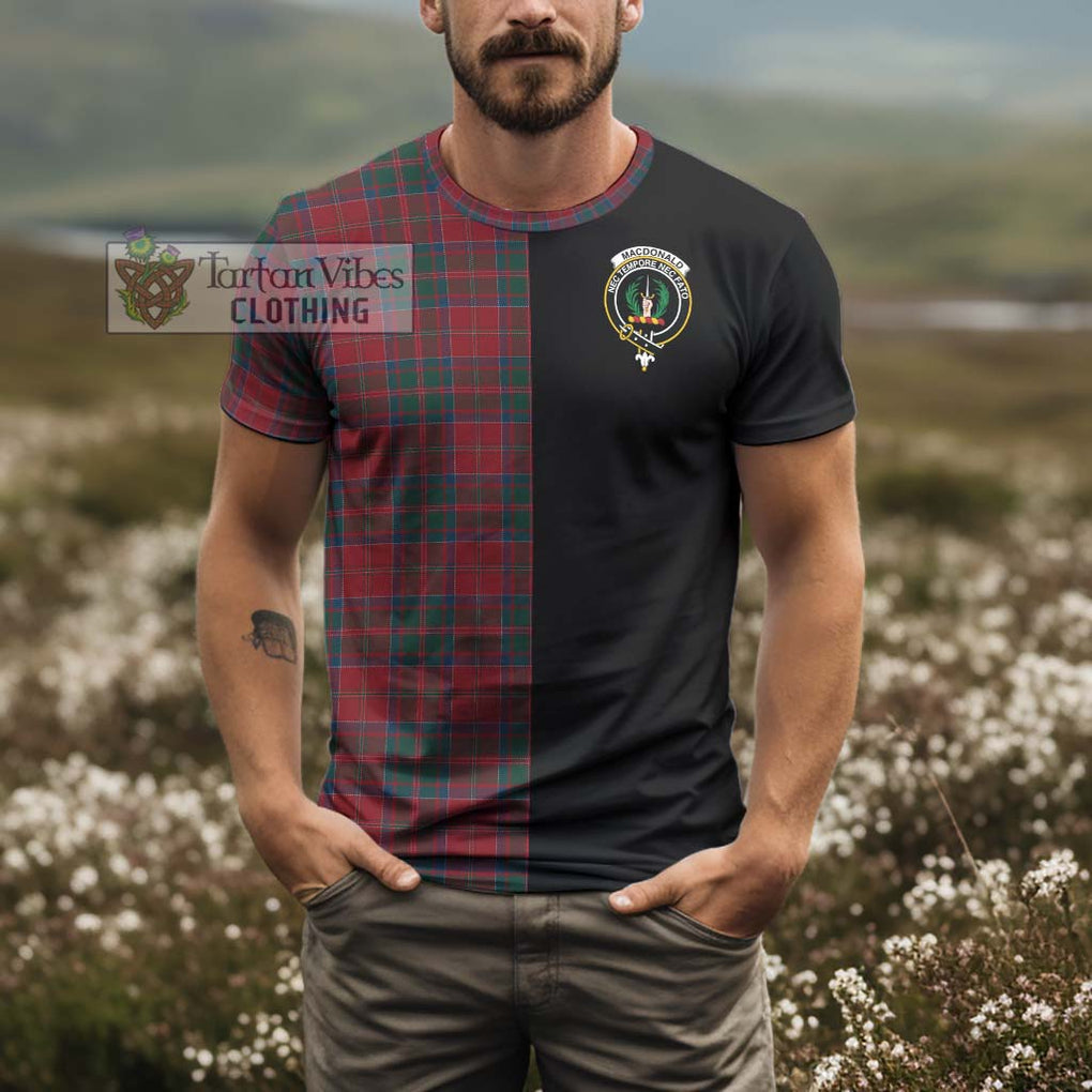 MacDonald (McDonald) of Glencoe Tartan T-Shirt with Family Crest and Half Of Me Style - Tartanvibesclothing Shop