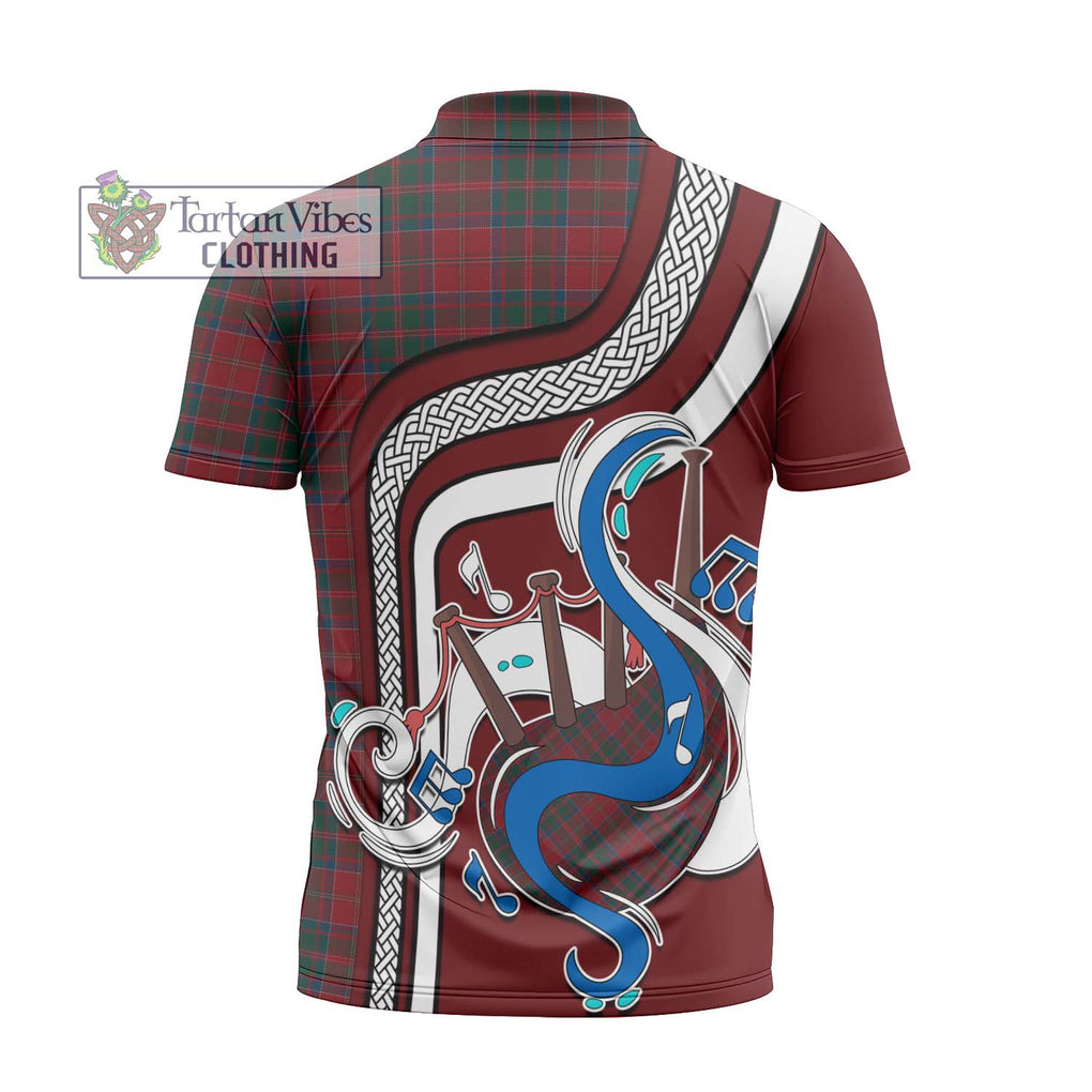 MacDonald (McDonald) of Glencoe Tartan Zipper Polo Shirt with Epic Bagpipe Style - Tartanvibesclothing Shop