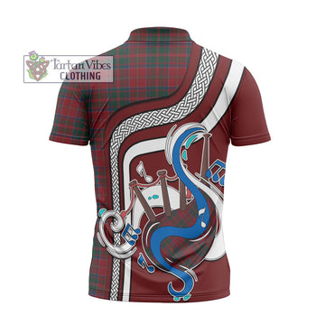 MacDonald (McDonald) of Glencoe Tartan Zipper Polo Shirt with Epic Bagpipe Style