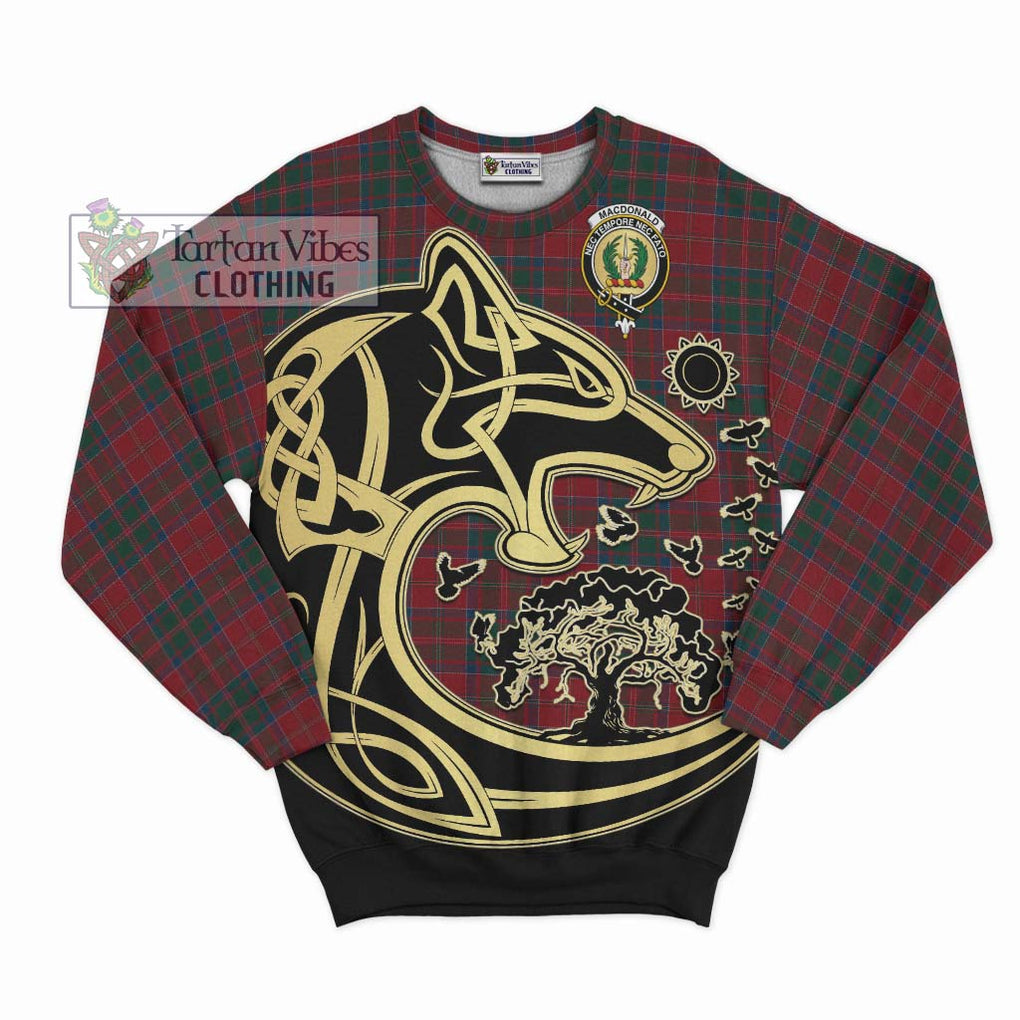 MacDonald (McDonald) of Glencoe Tartan Sweatshirt with Family Crest Celtic Wolf Style - Tartan Vibes Clothing