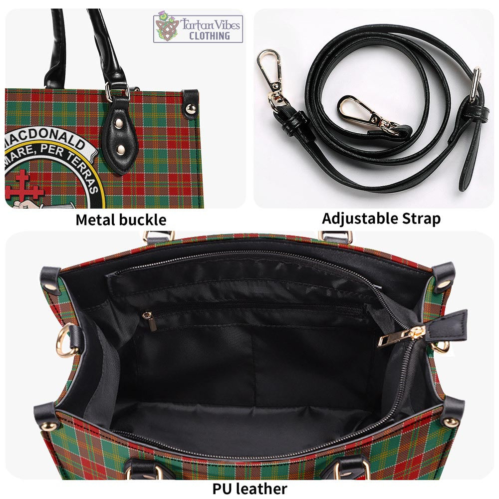 Tartan Vibes Clothing MacDonald of Kingsburgh Tartan Luxury Leather Handbags with Family Crest