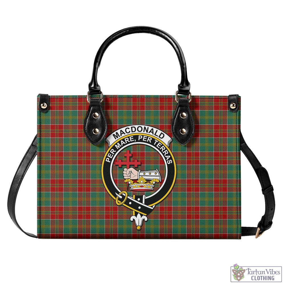 Tartan Vibes Clothing MacDonald of Kingsburgh Tartan Luxury Leather Handbags with Family Crest