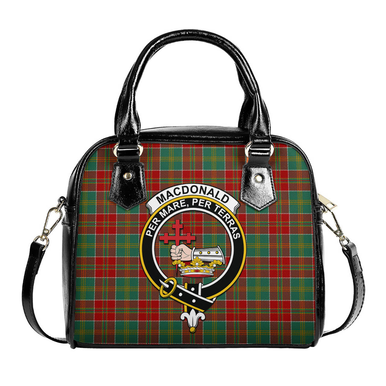 MacDonald of Kingsburgh Tartan Shoulder Handbags with Family Crest One Size 6*25*22 cm - Tartanvibesclothing