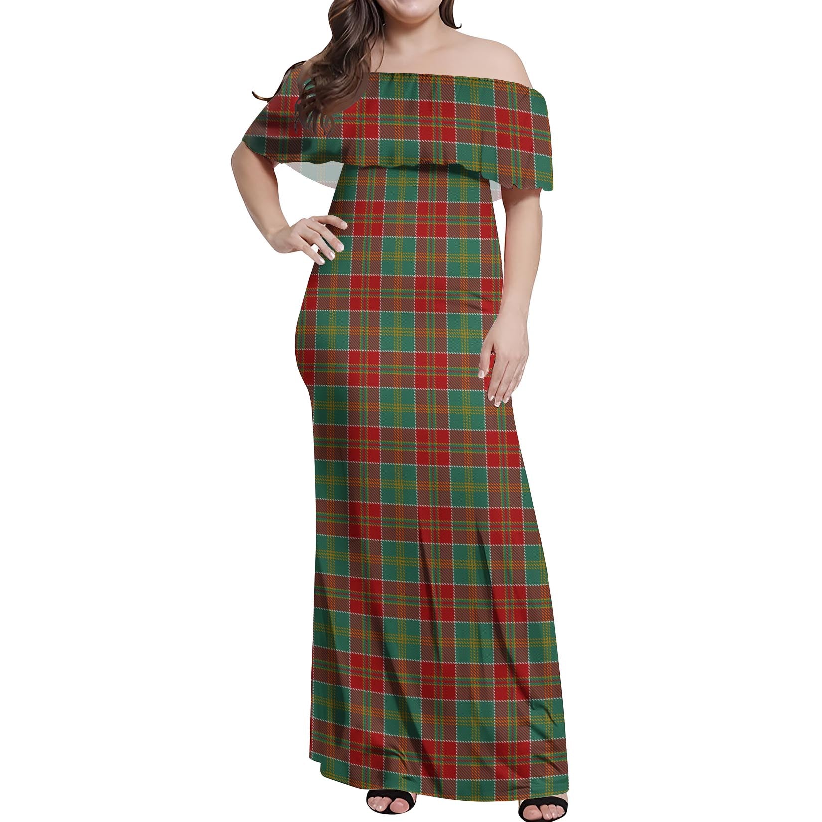 MacDonald of Kingsburgh Tartan Off Shoulder Long Dress Women's Dress - Tartanvibesclothing