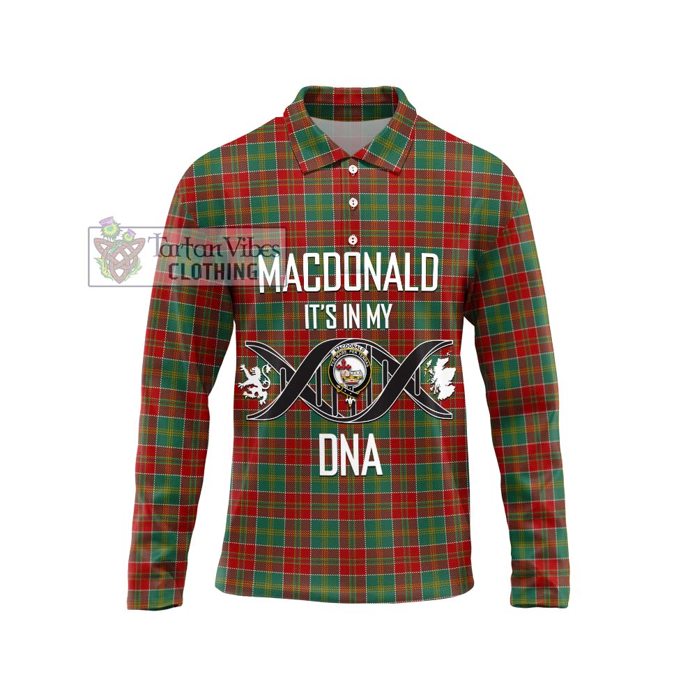 MacDonald of Kingsburgh Tartan Long Sleeve Polo Shirt with Family Crest DNA In Me Style Unisex - Tartanvibesclothing Shop