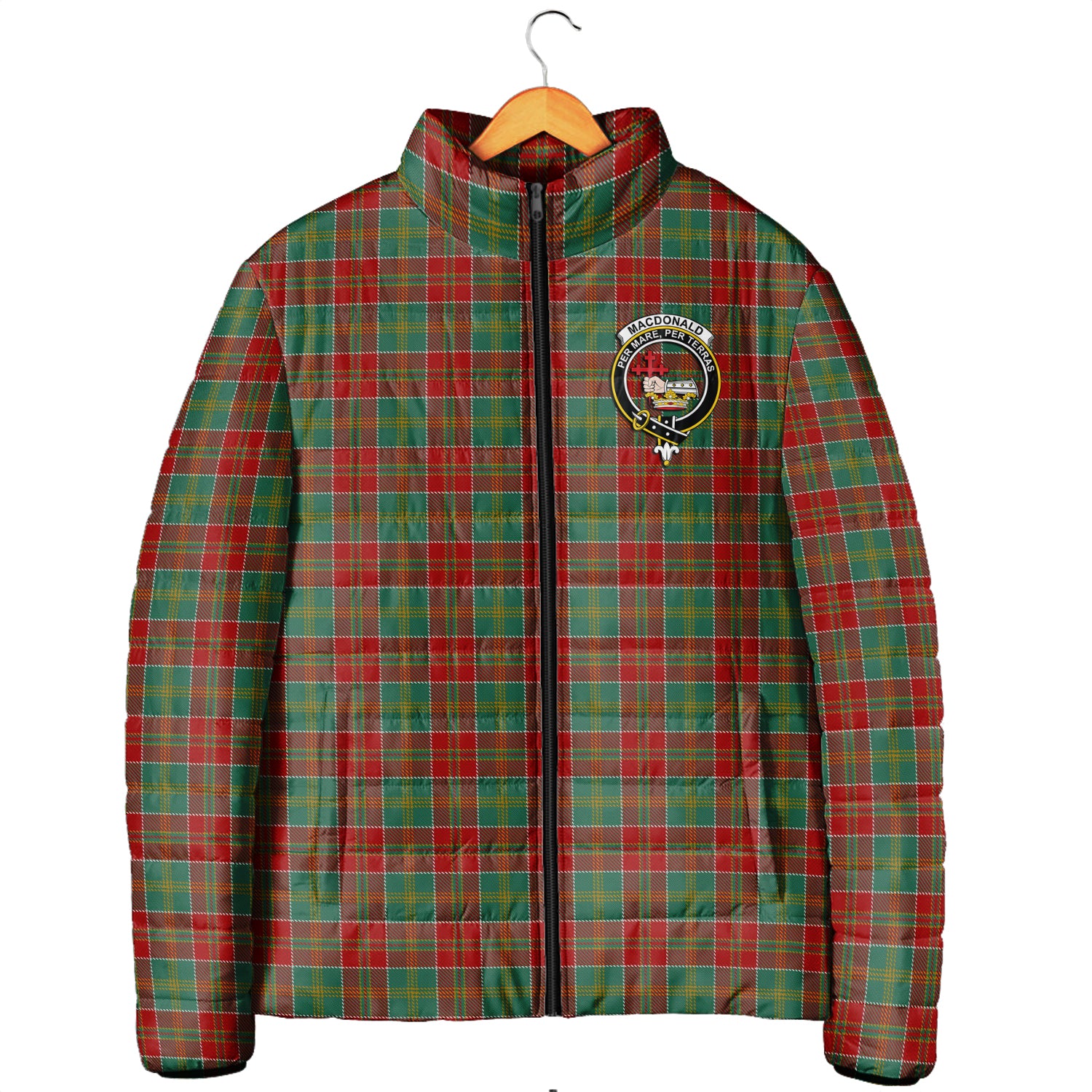 MacDonald of Kingsburgh Tartan Padded Jacket with Family Crest Men's Padded Jacket - Tartan Vibes Clothing