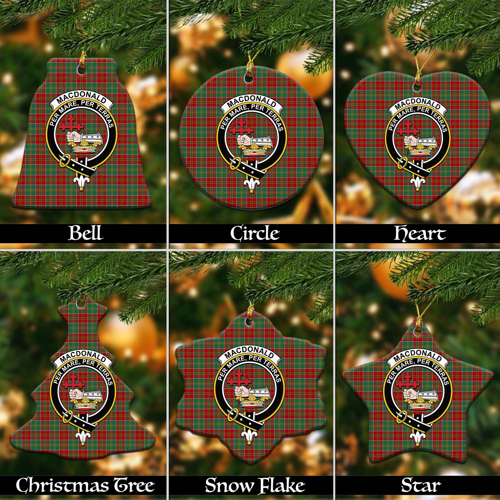 MacDonald of Kingsburgh Tartan Christmas Ornaments with Family Crest - Tartanvibesclothing