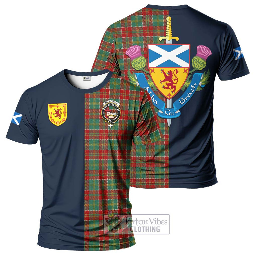 Tartan Vibes Clothing MacDonald of Kingsburgh Tartan T-Shirt Alba with Scottish Lion Royal Arm Half Style