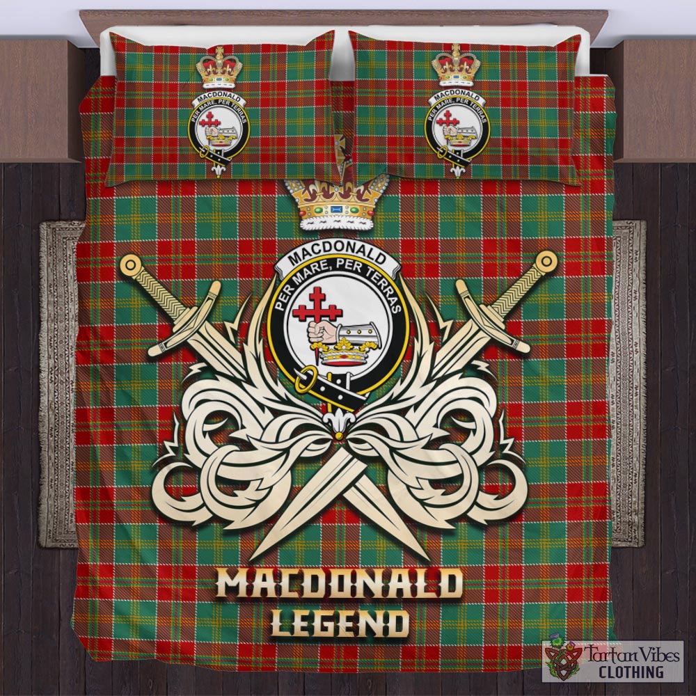 Tartan Vibes Clothing MacDonald of Kingsburgh Tartan Bedding Set with Clan Crest and the Golden Sword of Courageous Legacy