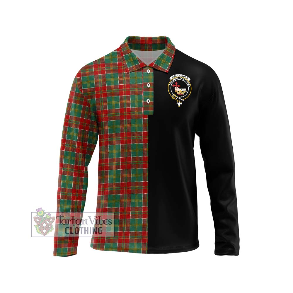 MacDonald of Kingsburgh Tartan Long Sleeve Polo Shirt with Family Crest and Half Of Me Style Unisex - Tartanvibesclothing Shop