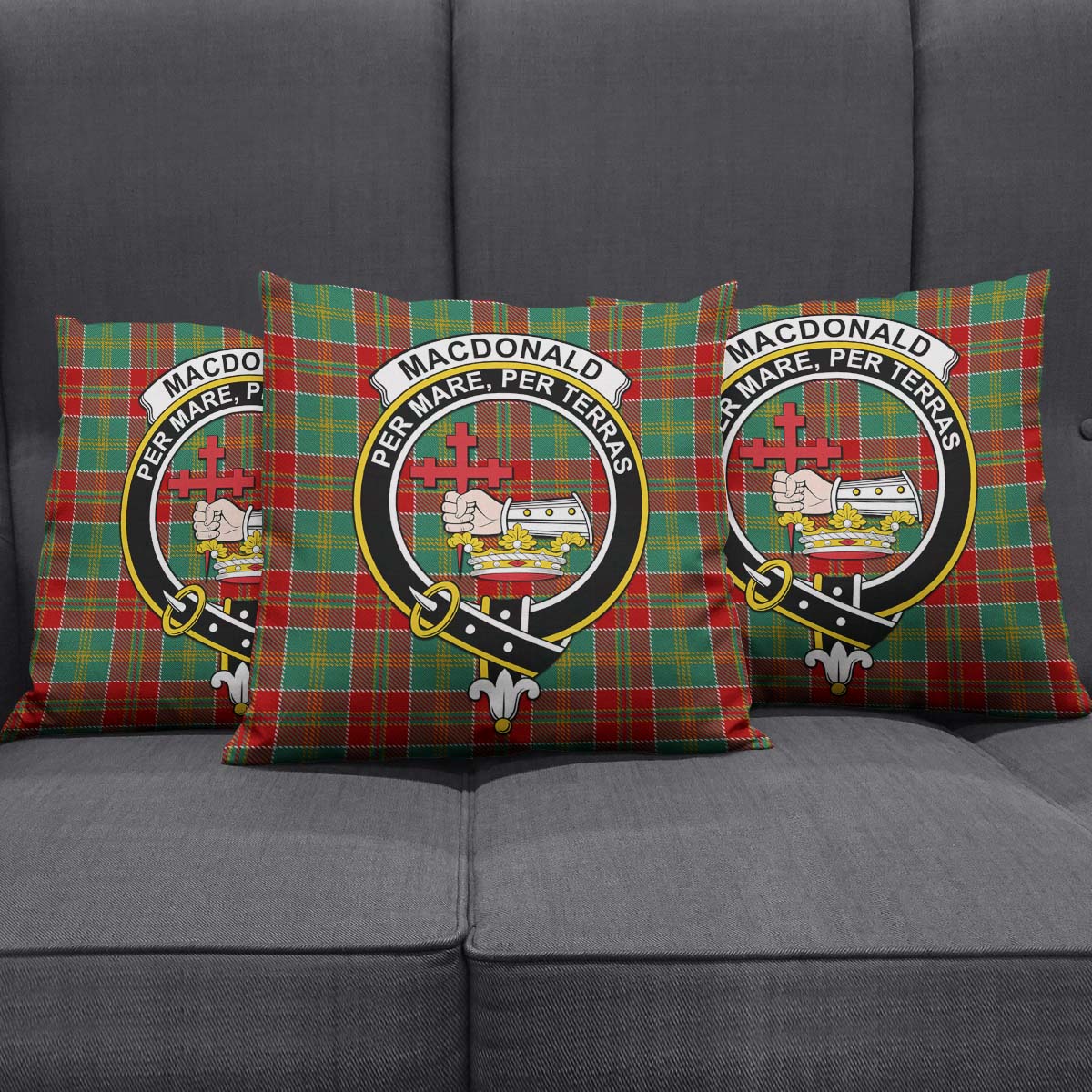 MacDonald of Kingsburgh Tartan Pillow Cover with Family Crest Square Pillow Cover - Tartanvibesclothing