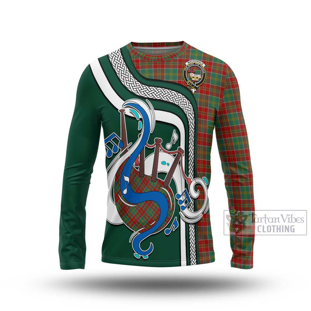 Tartan Vibes Clothing MacDonald of Kingsburgh Tartan Long Sleeve T-Shirt with Epic Bagpipe Style