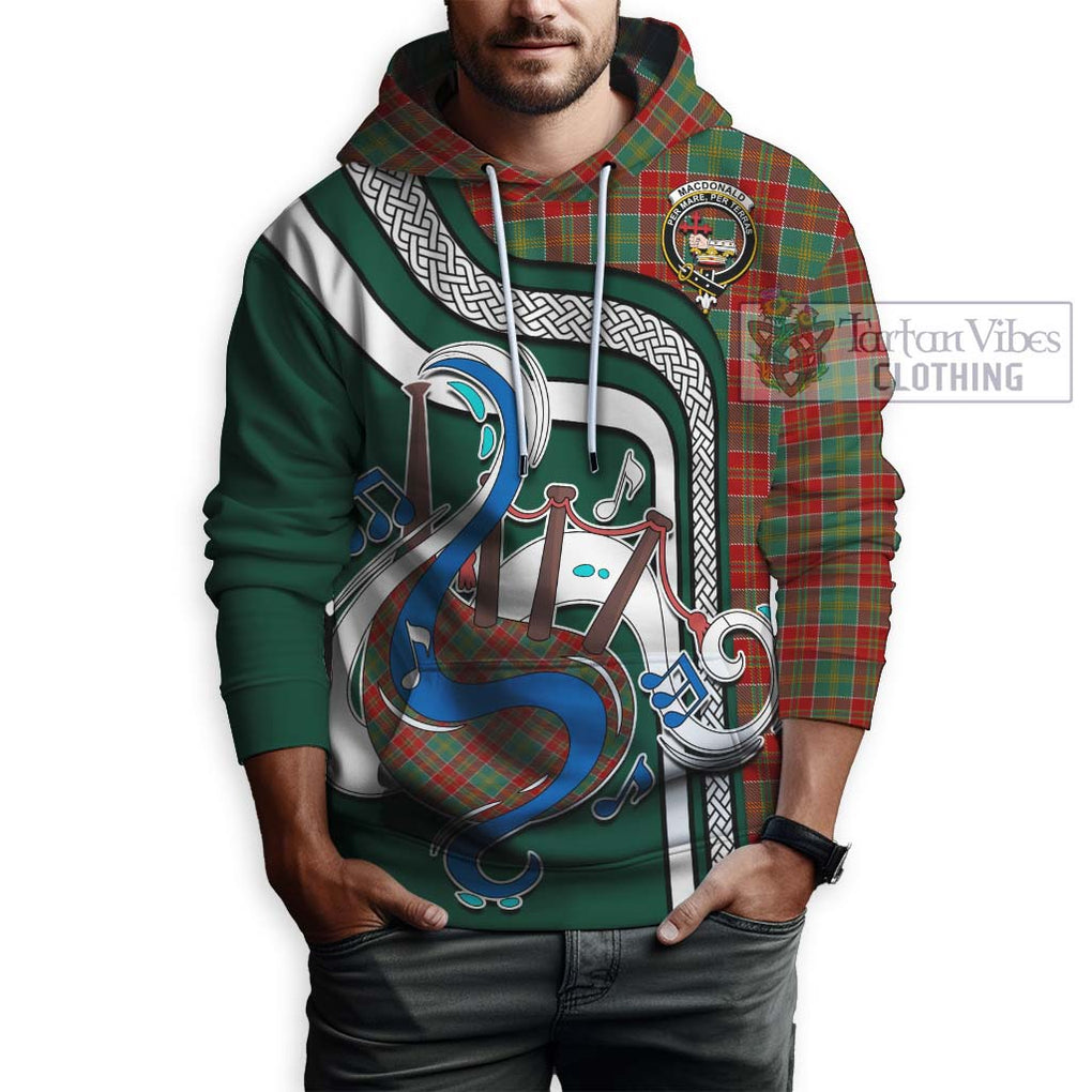 MacDonald of Kingsburgh Tartan Hoodie with Epic Bagpipe Style Zip Hoodie - Tartanvibesclothing Shop