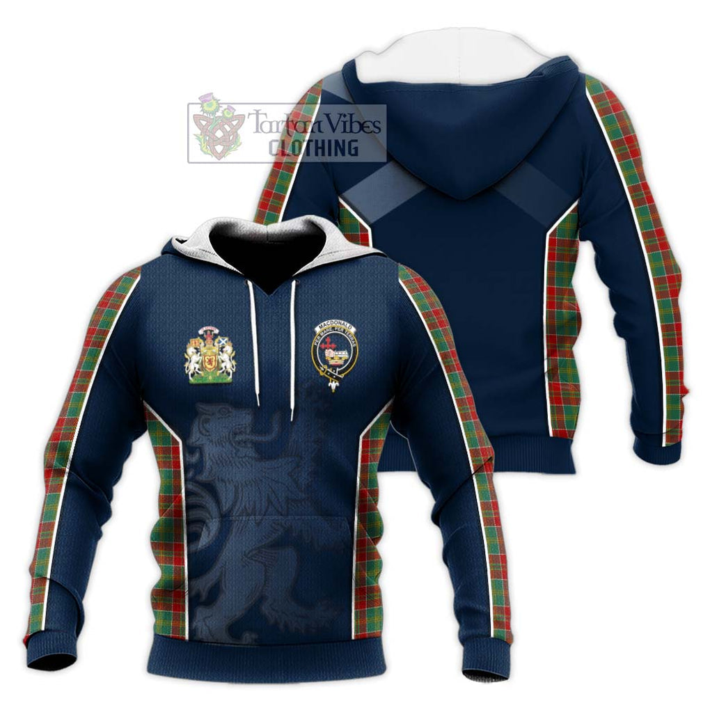 MacDonald of Kingsburgh Tartan Knitted Hoodie with Family Crest and Lion Rampant Vibes Sport Style Unisex Knitted Pullover Hoodie - Tartan Vibes Clothing