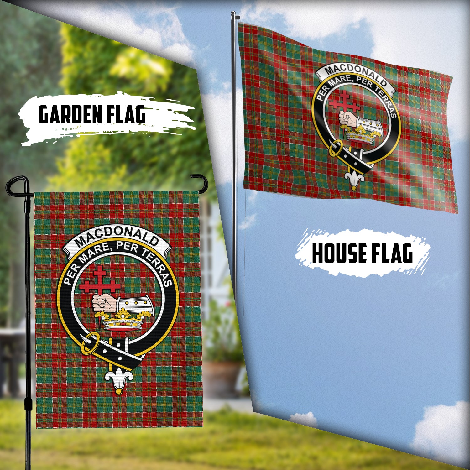 MacDonald of Kingsburgh Tartan Flag with Family Crest Garden Flag (Vertical) - Tartan Vibes Clothing