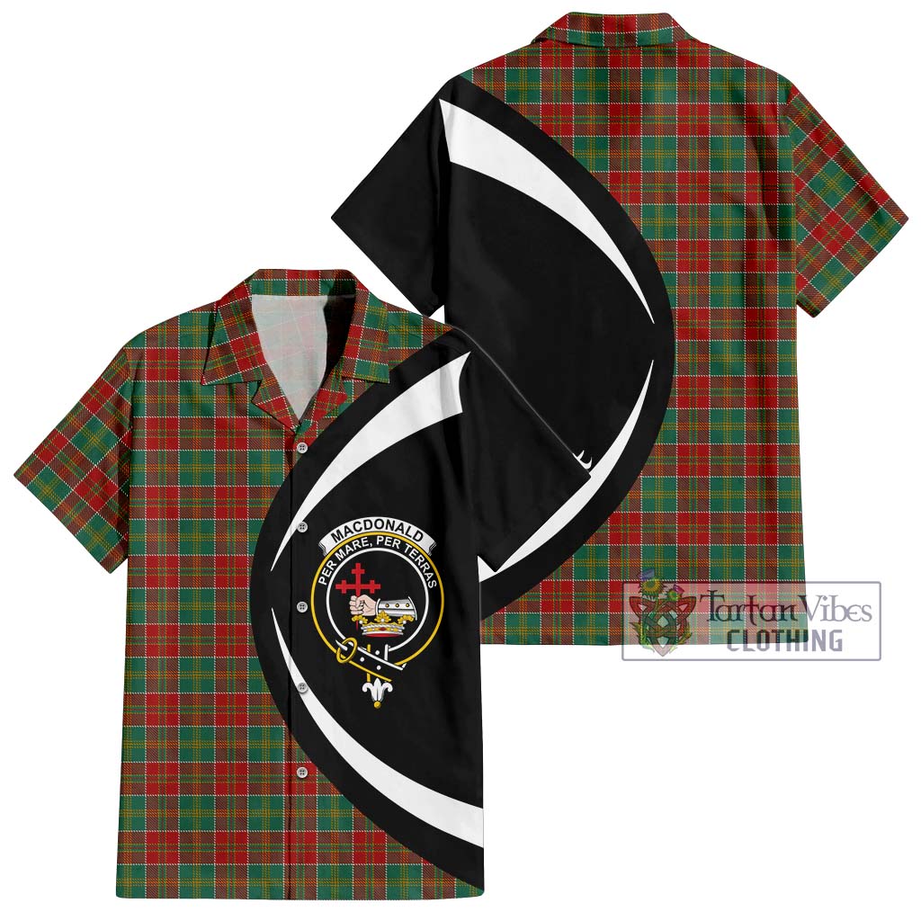 MacDonald of Kingsburgh Tartan Short Sleeve Button Up with Family Crest Circle Style Kid - Tartan Vibes Clothing