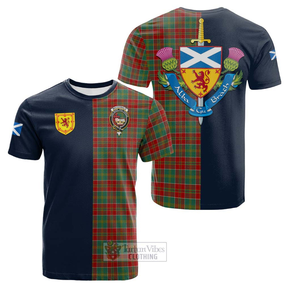 Tartan Vibes Clothing MacDonald of Kingsburgh Tartan Cotton T-shirt with Scottish Lion Royal Arm Half Style