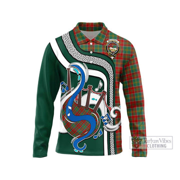 MacDonald of Kingsburgh Tartan Long Sleeve Polo Shirt with Epic Bagpipe Style