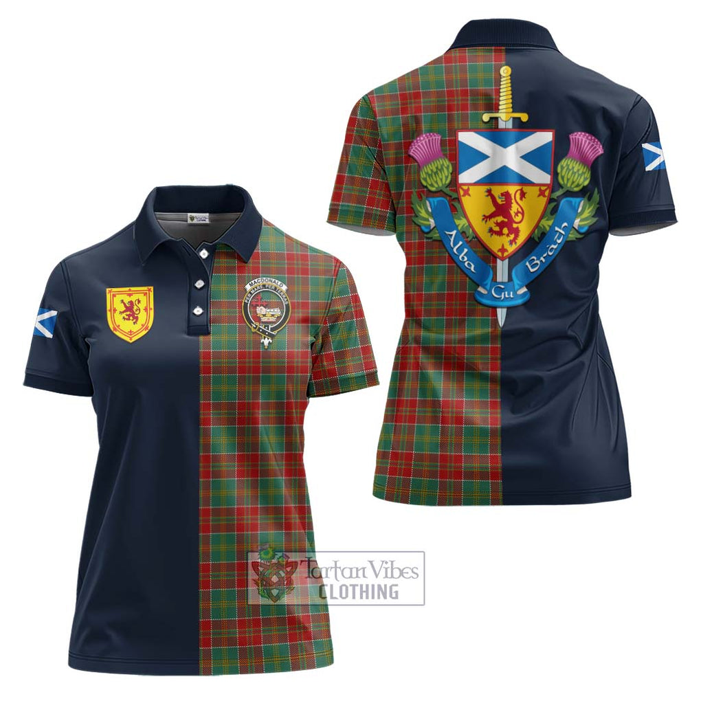 Tartan Vibes Clothing MacDonald of Kingsburgh Tartan Women's Polo Shirt with Scottish Lion Royal Arm Half Style